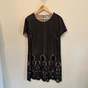 CeCe Black Lace Dress with Beige Lining